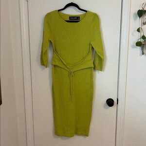New York & Co. Gabrielle Union Green Midi Ribbed Sweater Dress